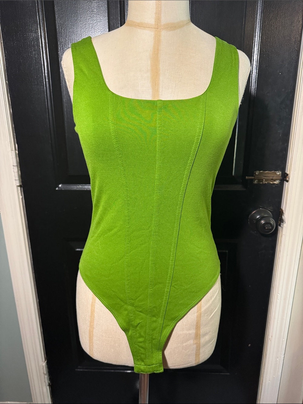 Olive Green Square-Neck Bodysuit